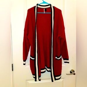 Cozy Red Cardigan with Pockets